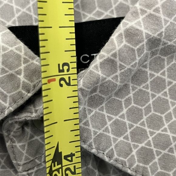 Structure Shirt Mens Medium Gray Modern Fit Button Up Short Sleeve Geometric VGC - Picture 9 of 9
